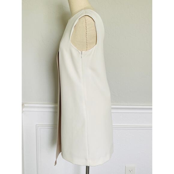 Milly Asymmetrical Color block Shift Dress Neutral Cream Tan - Picture 10 of 11